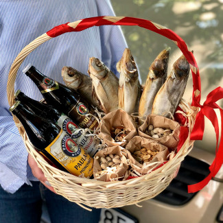 Basket with Beer and Fish