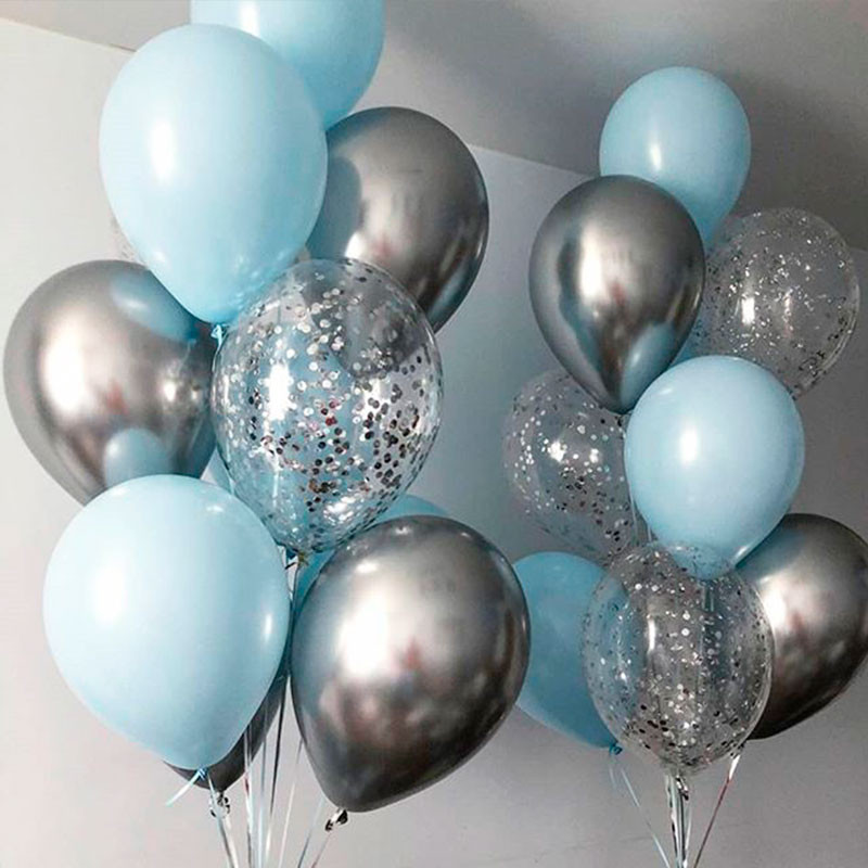 Blue and silver balloons photo