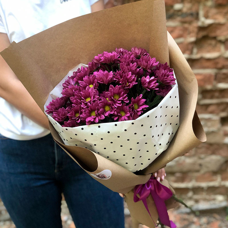 Bouquet of purple chrysanthemums photos