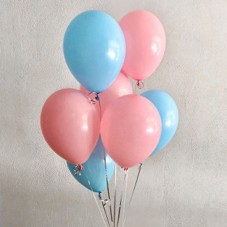 Pink and blue balloons photo