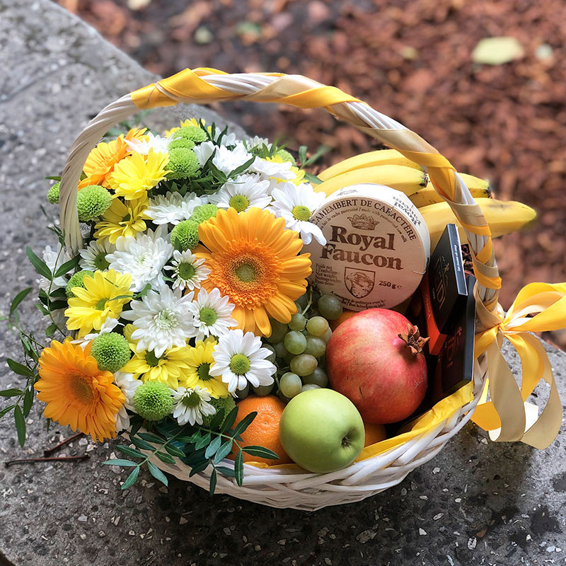 Fruit and flower basket photo