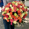 101 разноцветная роза 30-40 см фото