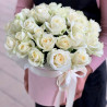 White roses in pink box photo