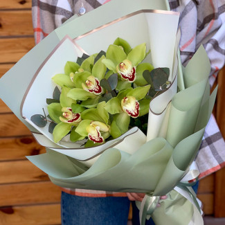 Bouquet of Green Orchids