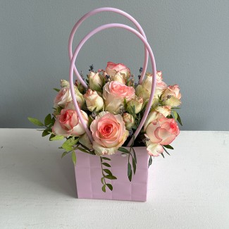 Handbag with Flowers "Pink...