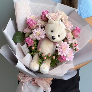 Bouquet "Bear in Flowers"