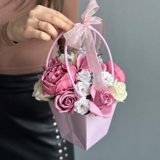 Lilac Bag with Soap Flowers