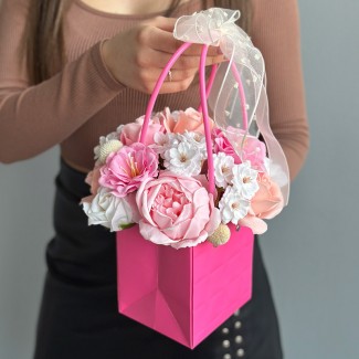 Pink Handbag with Soap Flowers