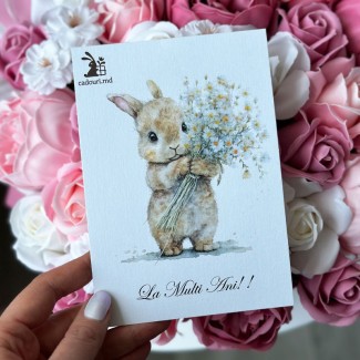Postcard "Rabbit with Flowers"