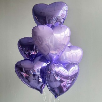 7 Lilac Heart Balloons