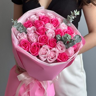 Букет Розовых Мыльных Роз