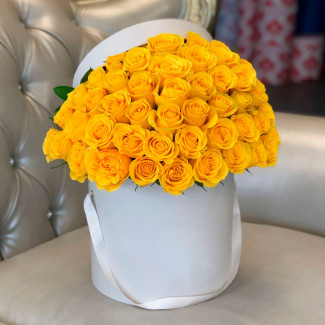 Yellow roses in a box photo